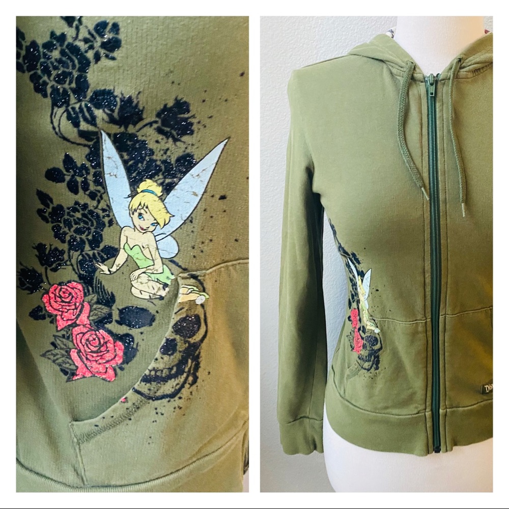 TINKER BELL disneyland green hoodie sweatshirt S